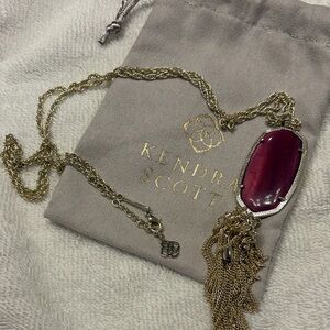 Kendra Scott Gold Necklace with Deep Pink Pendant